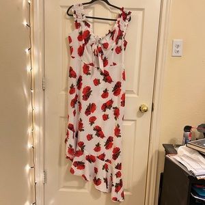 Red and White Floral Dress